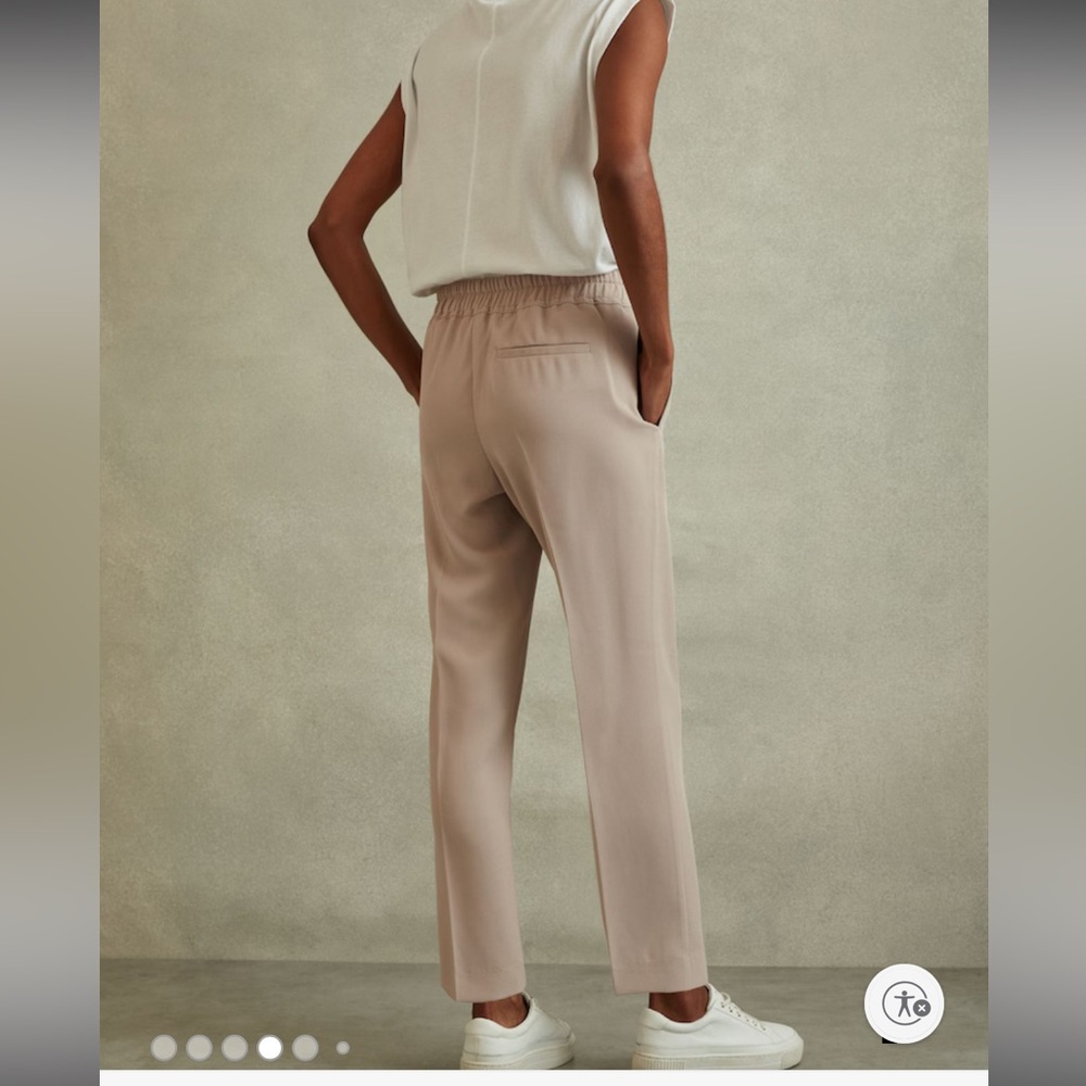 Reiss Hailey tapered Taupe Elastic Waist Pants - Picture 4 of 8